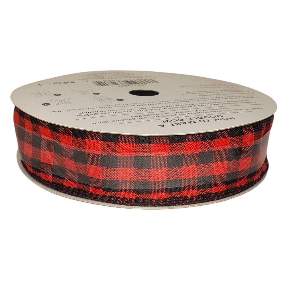 Buffalo Plaid Ribbon Christmas Wired Edge 33.3 Yards 1.5" Holiday Crafts Rustic